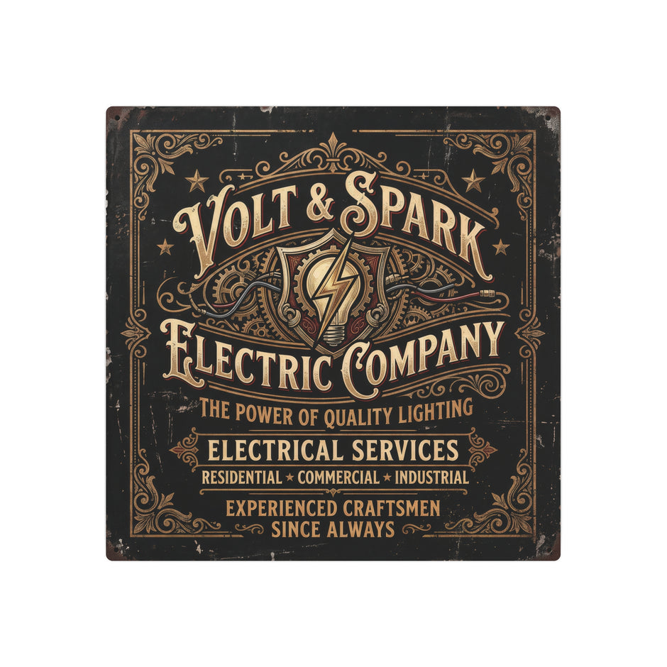 Electrician - Volt & Spark Electric Company Vintage Metal Sign — Retro Electrician Wall Art - DCA0430