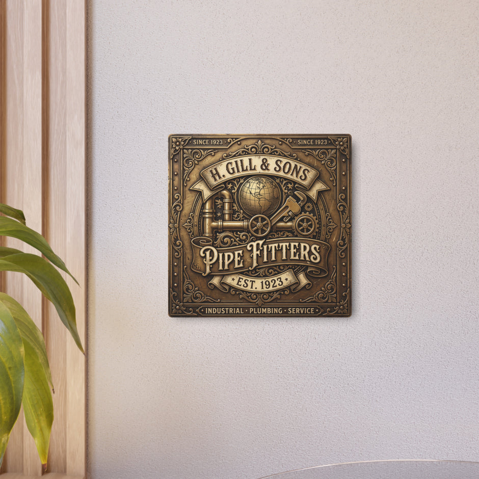 Pipefitters Metal Sign — H. Gill & Sons 1923 Industrial Wall Plaque - DCA0441