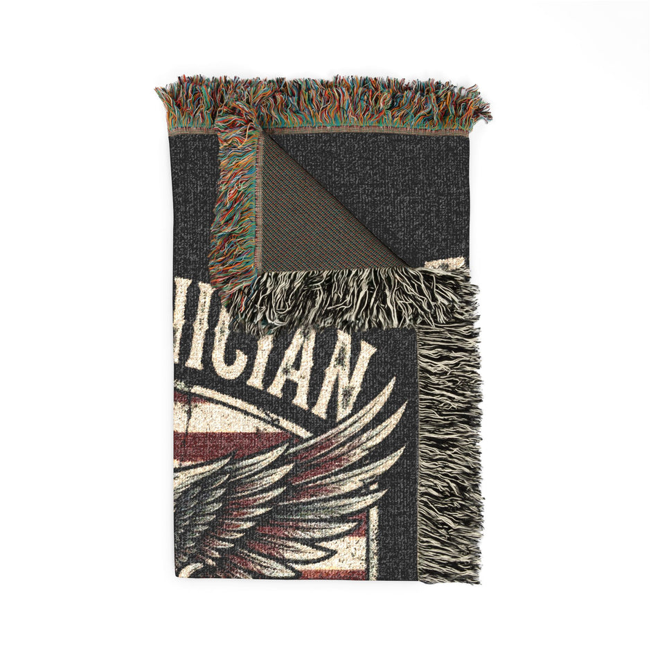 HVAC Technician Woven Blanket – American Tech Emblem Throw