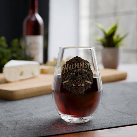 Machinist Metalwork Stemless Wine Glass – Vintage Toolshop Design - DCA0411
