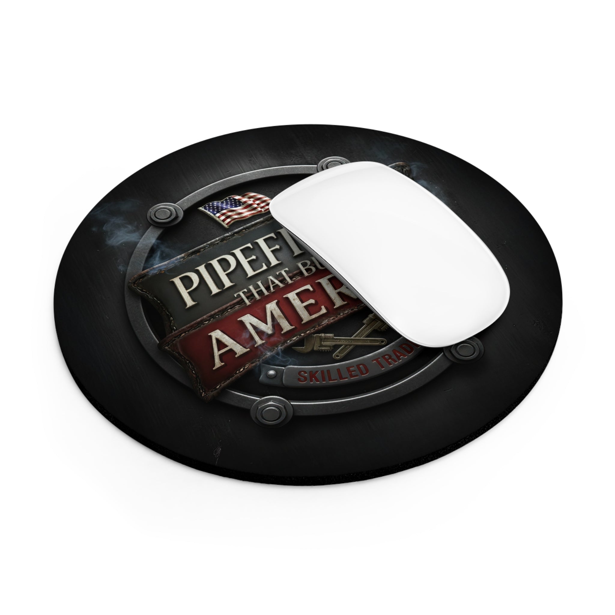 Pipefitters That Build America Round Mouse Pad