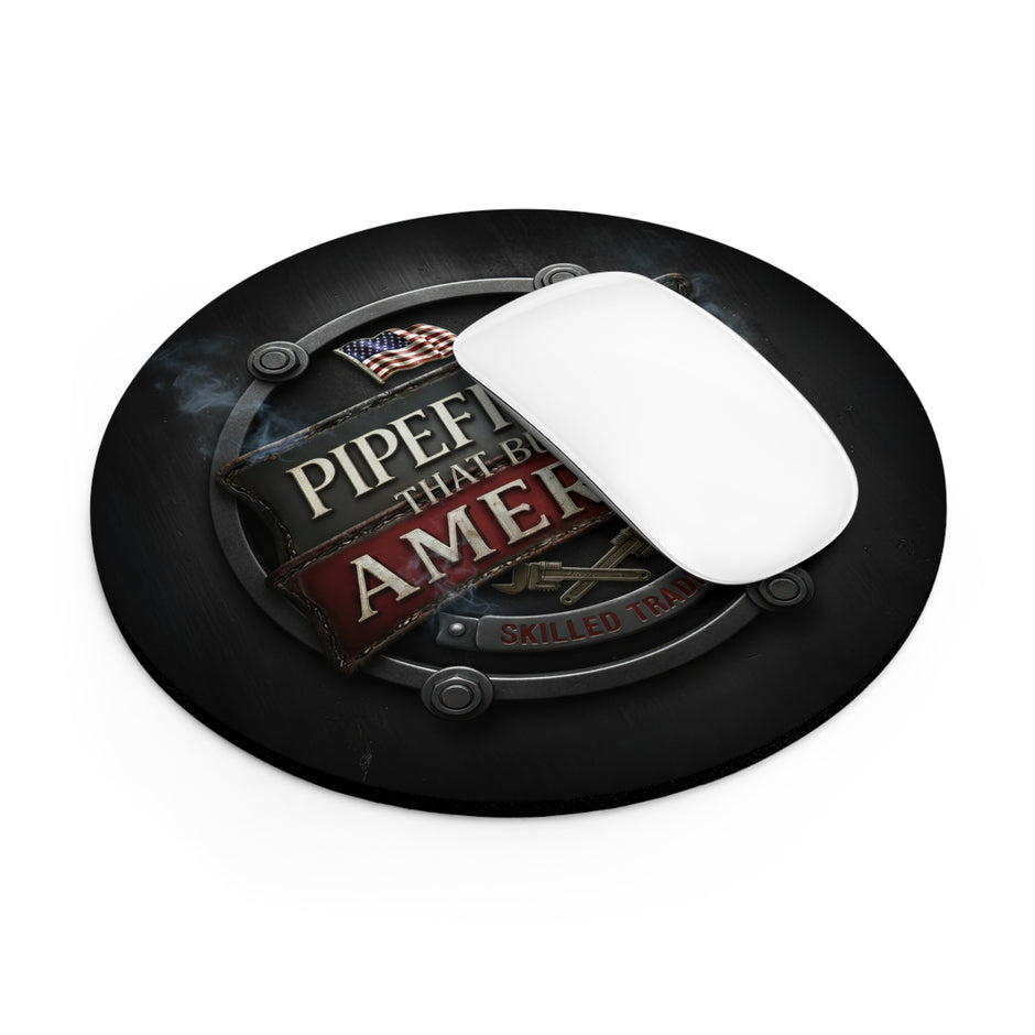 Pipefitters That Build America Round Mouse Pad