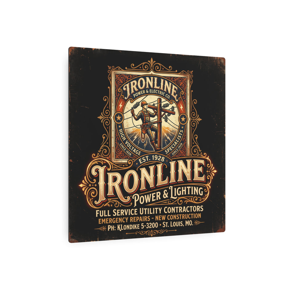 Linemen - Ironline Power & Lighting Vintage Metal Sign - DCA0434