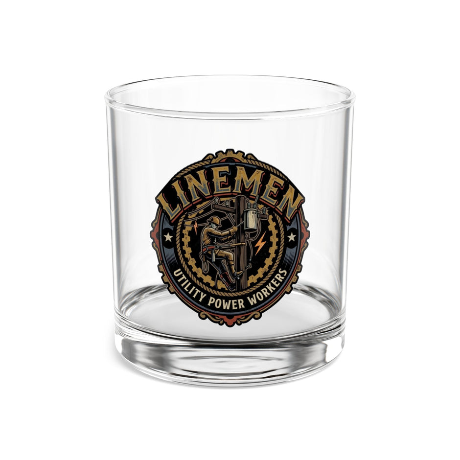 Linemen Whiskey Rocks Glass – 10oz Vintage Logo Drinkware - Linemen - DCA0201