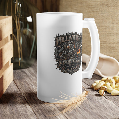 Millwright Frosted Glass Beer Mug – 16 oz Craft Beer Gift - DCA0516