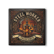 Steel Worker Ceramic Coaster — Tradesmen 'Forged Strength' Industrial Gift - DCA0241