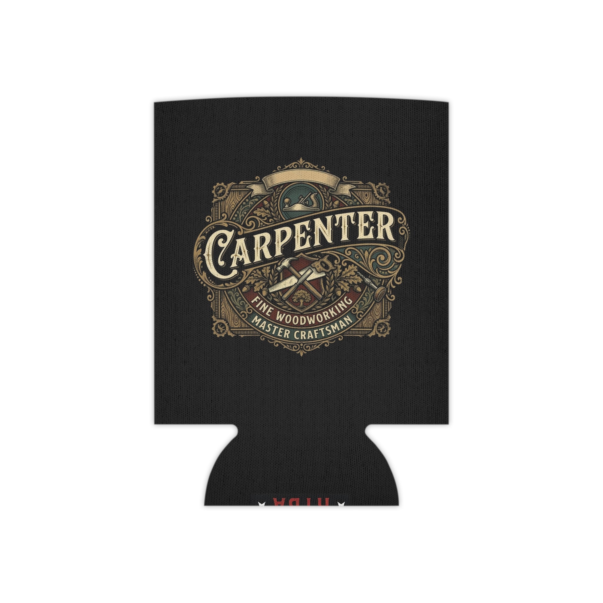 Carpenter Can Cooler — Retro Woodworking Logo Beverage Insulator - DCA0286