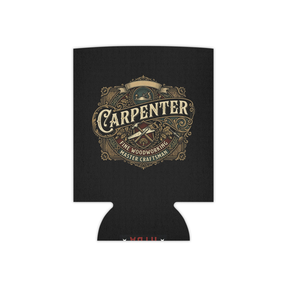 Carpenter Can Cooler — Retro Woodworking Logo Beverage Insulator - DCA0286