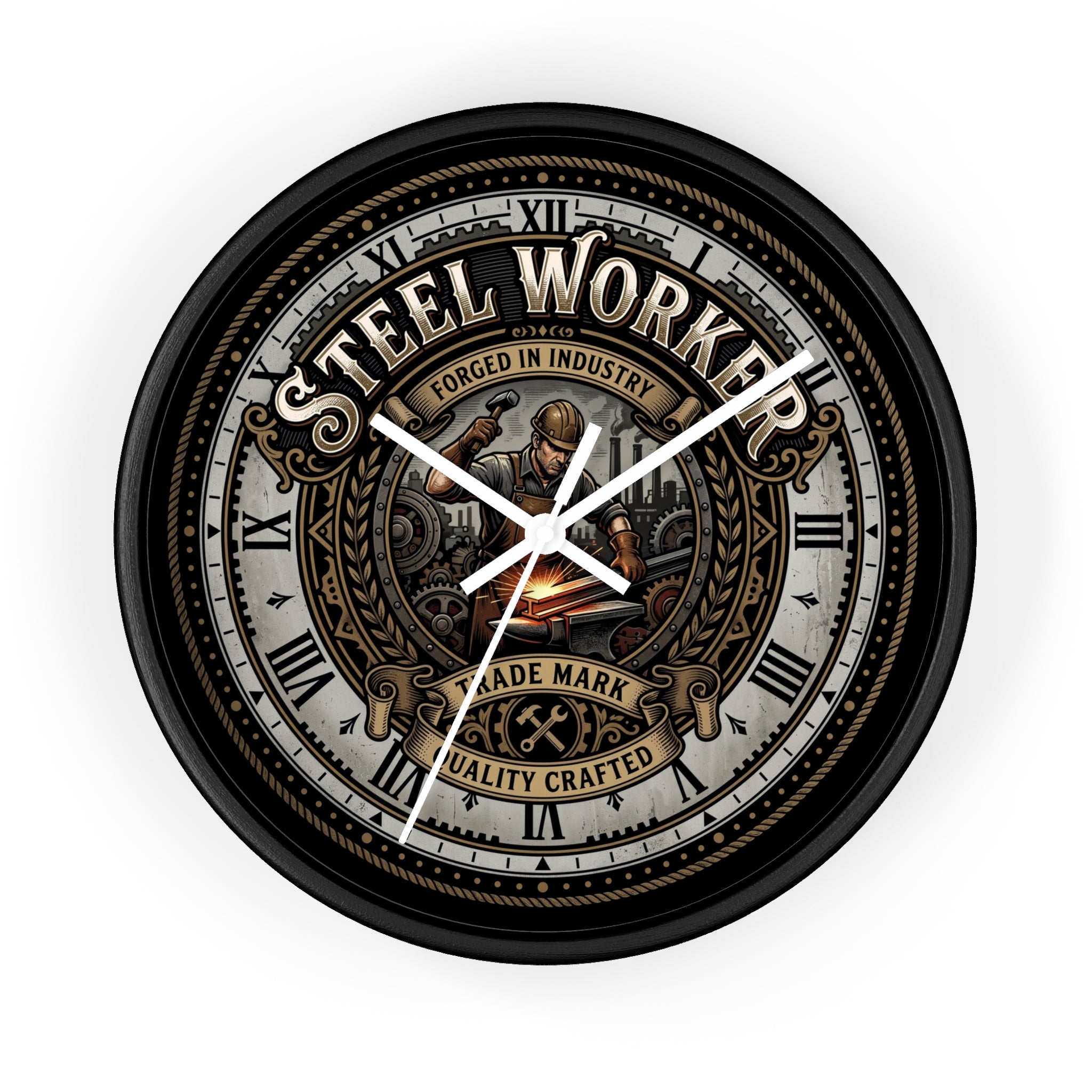 Steel Worker Wall Clock — Vintage Industrial Forge Clock - DCA0400