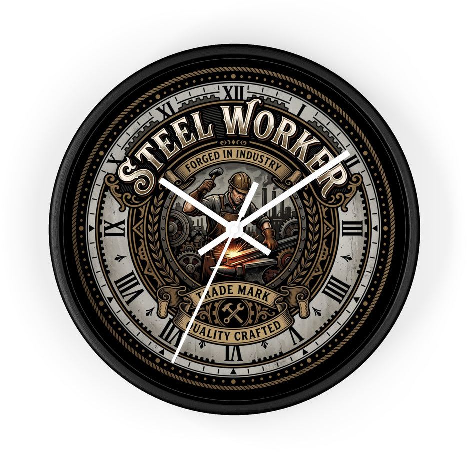 Steel Worker Wall Clock — Vintage Industrial Forge Clock - DCA0400