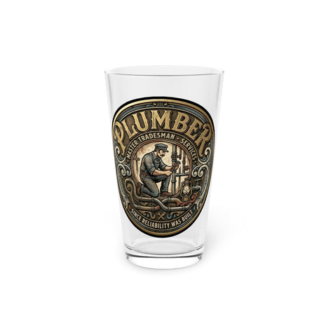 Plumber Tradesman 16oz Pint Glass – Vintage Workshop Logo - DCA152
