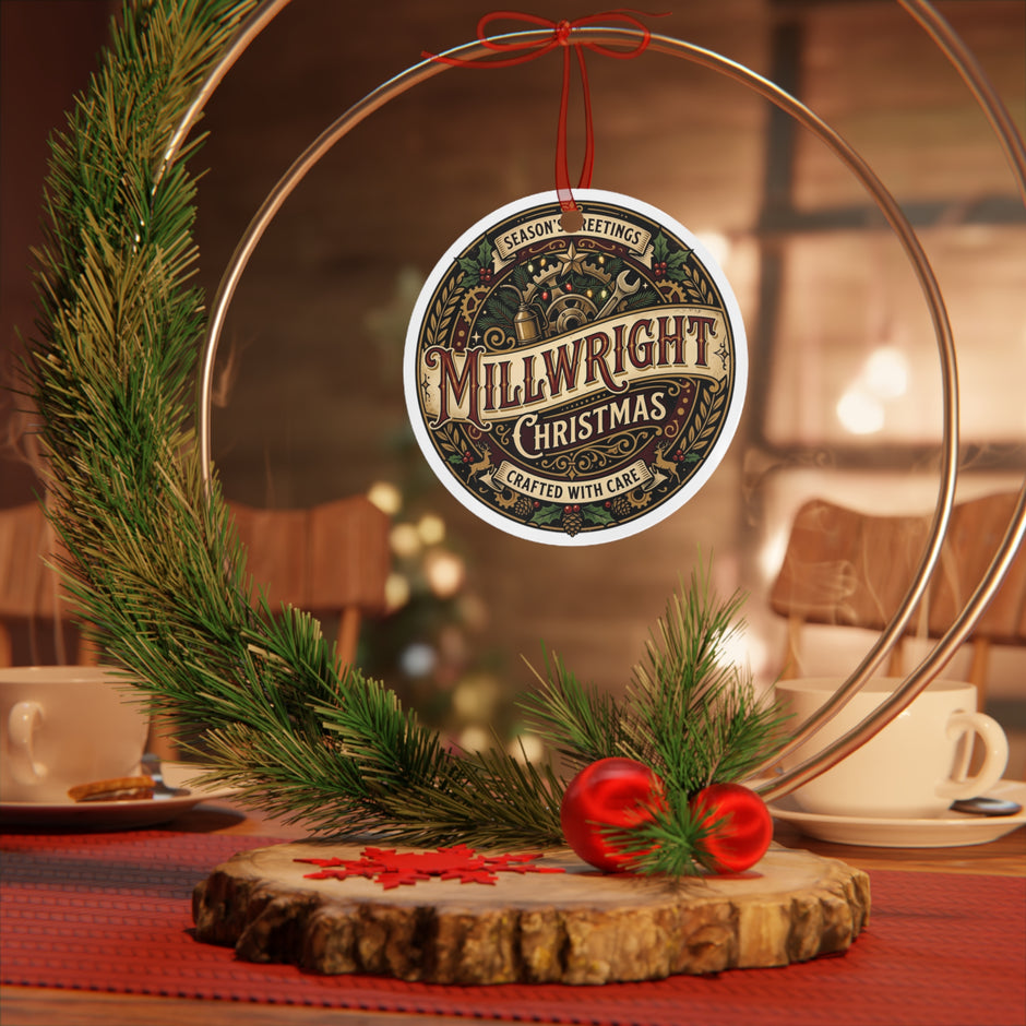 Millwright Christmas Metal Ornament — “Millwright Christmas: Crafted with Care” - DCA0454