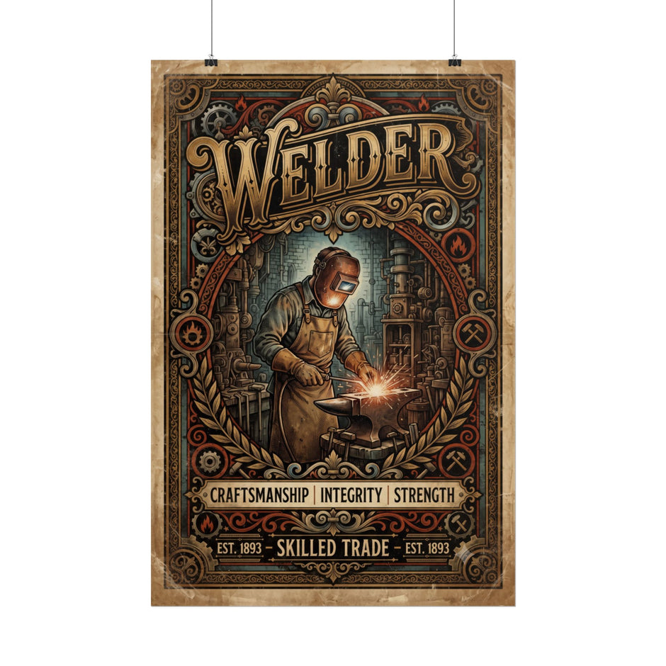 Welder Poster — Vintage Skilled Trade Wall Art: 