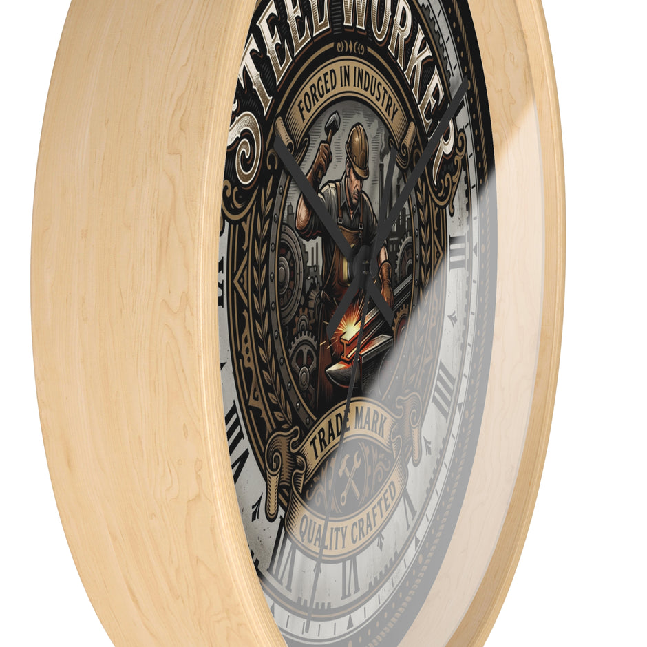 Steel Worker Wall Clock — Vintage Industrial Forge Clock - DCA0400