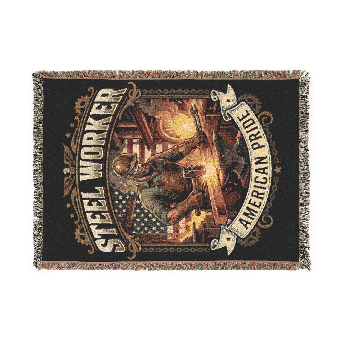 Steel Worker Woven Blanket — Amrican Pride Throw