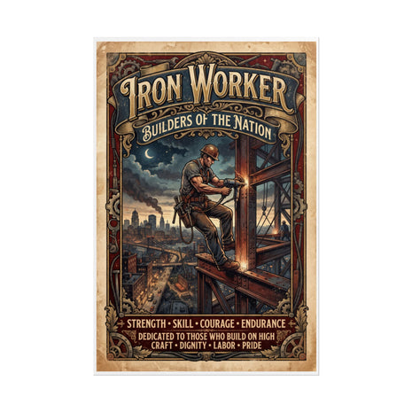 Iron Worker Rolled Poster — 'Iron Worker: Builders of the Nation' Vintage Industrial Wall Art - DCA0371