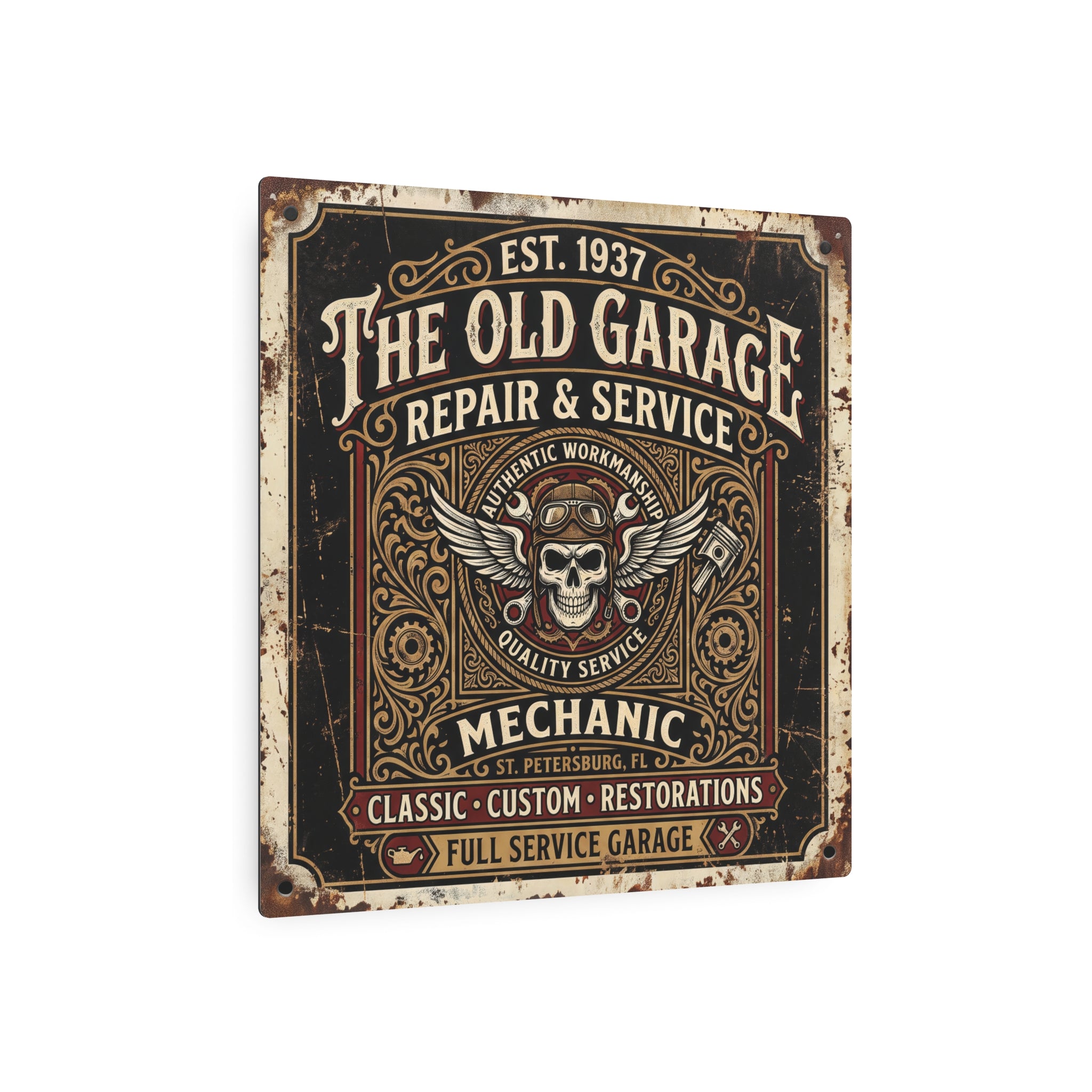 Mechanic - Vintage Mechanic Metal Sign — The Old Garage Repair & Service Wall Art - DCA0437