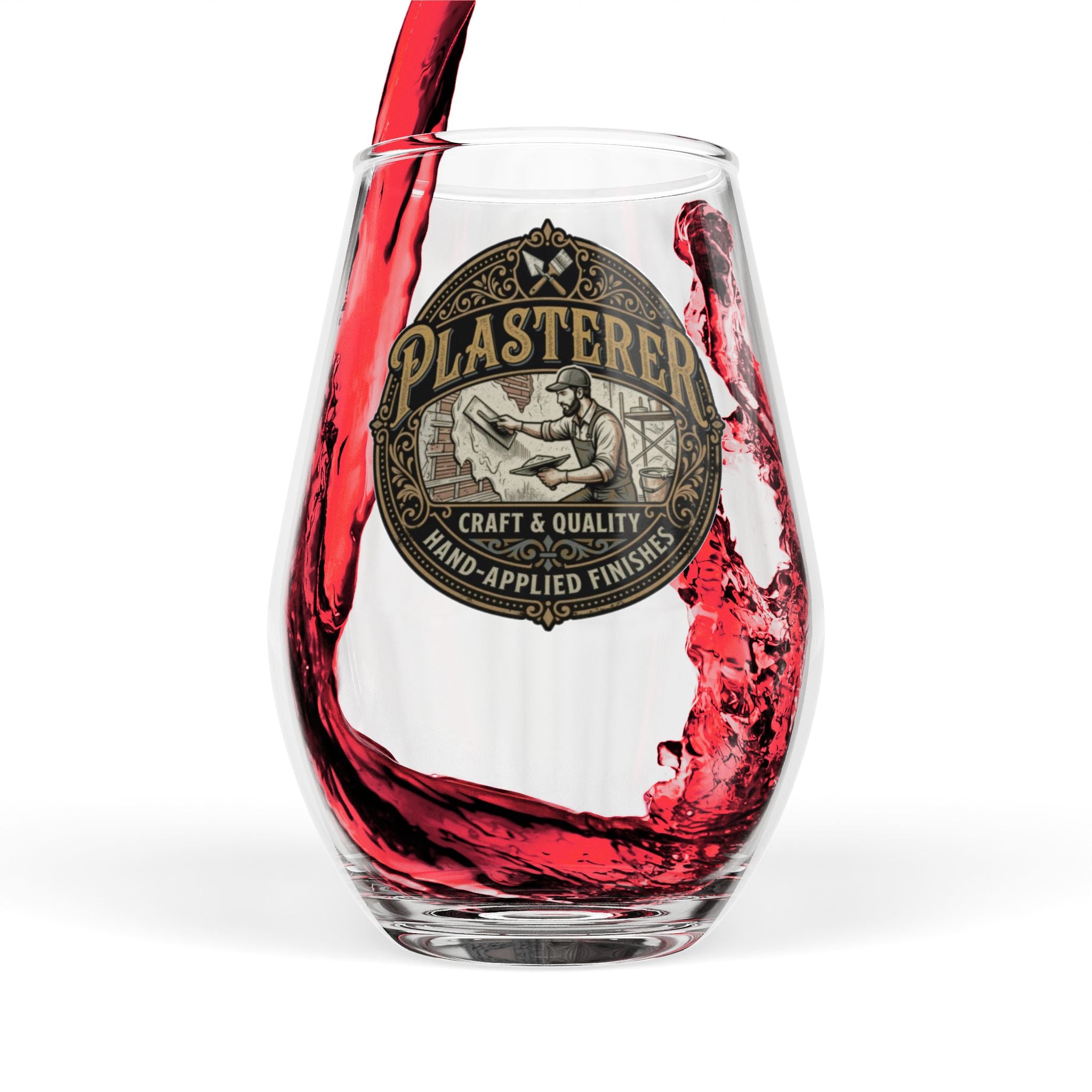 Plasterer Craft Logo Stemless Wine Glass – 11.75oz - DCA0346
