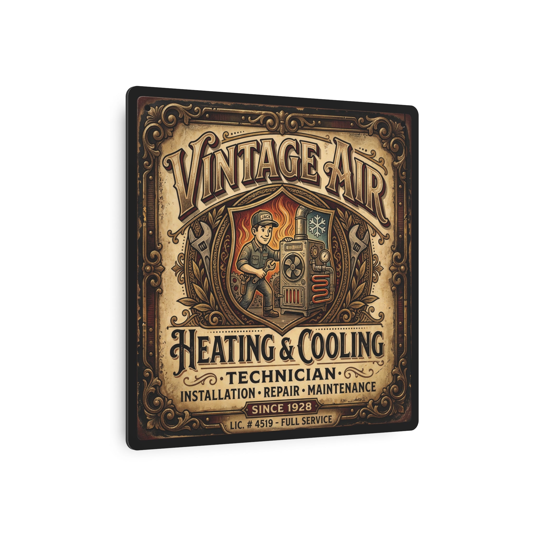 HVAC Technician - Vintage Air Heating & Cooling Metal Sign — Technician Retro Metal Wall Art - DCA0432