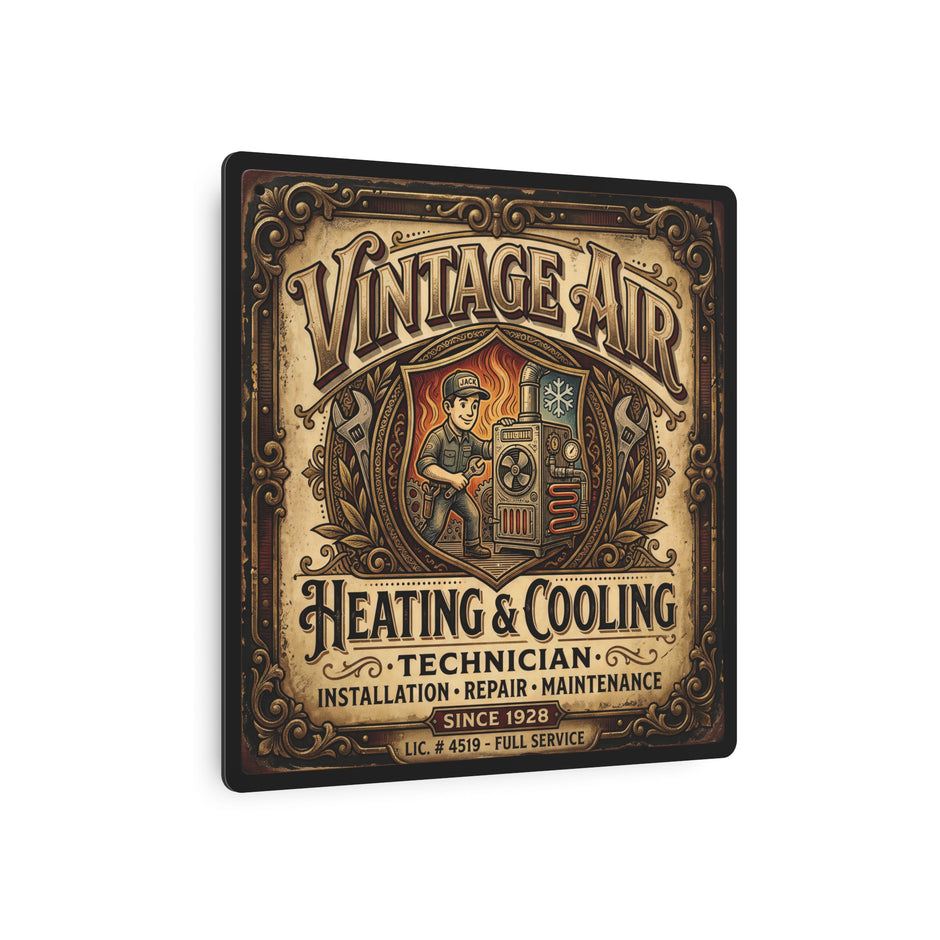 HVAC Technician - Vintage Air Heating & Cooling Metal Sign — Technician Retro Metal Wall Art - DCA0432