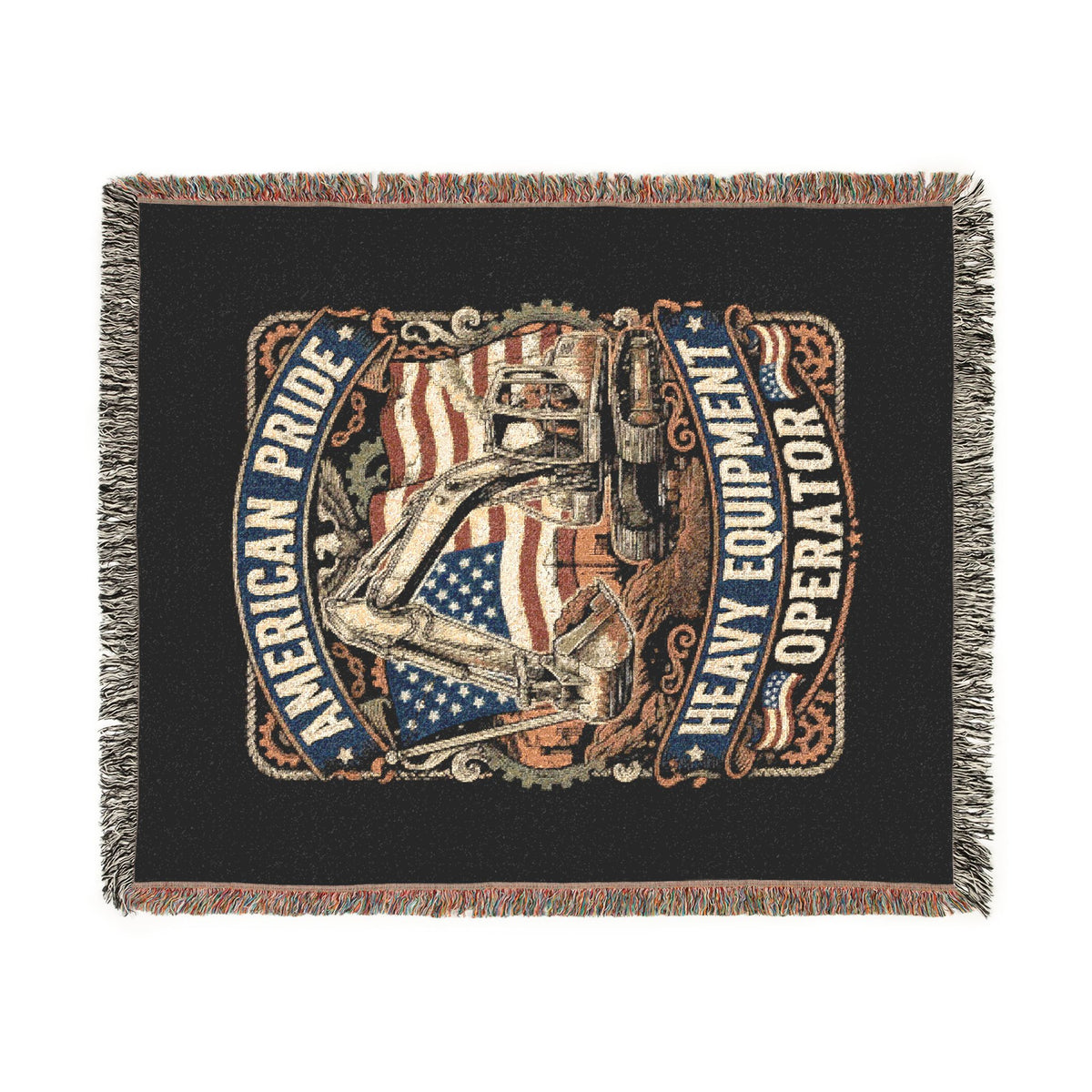 Heavy Equipment Operator Woven Blanket — American Pride Flag Design