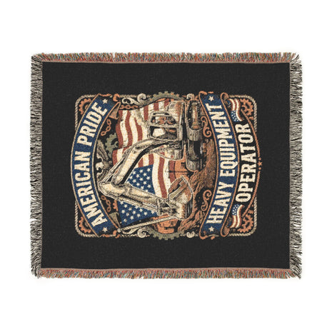 Heavy Equipment Operator Woven Blanket — American Pride Flag Design