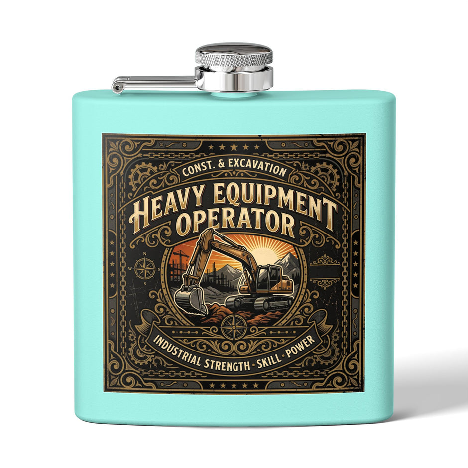 Heavy Equipment Operator Flask — 6oz Stainless Steel Hip Flask - DCA0422