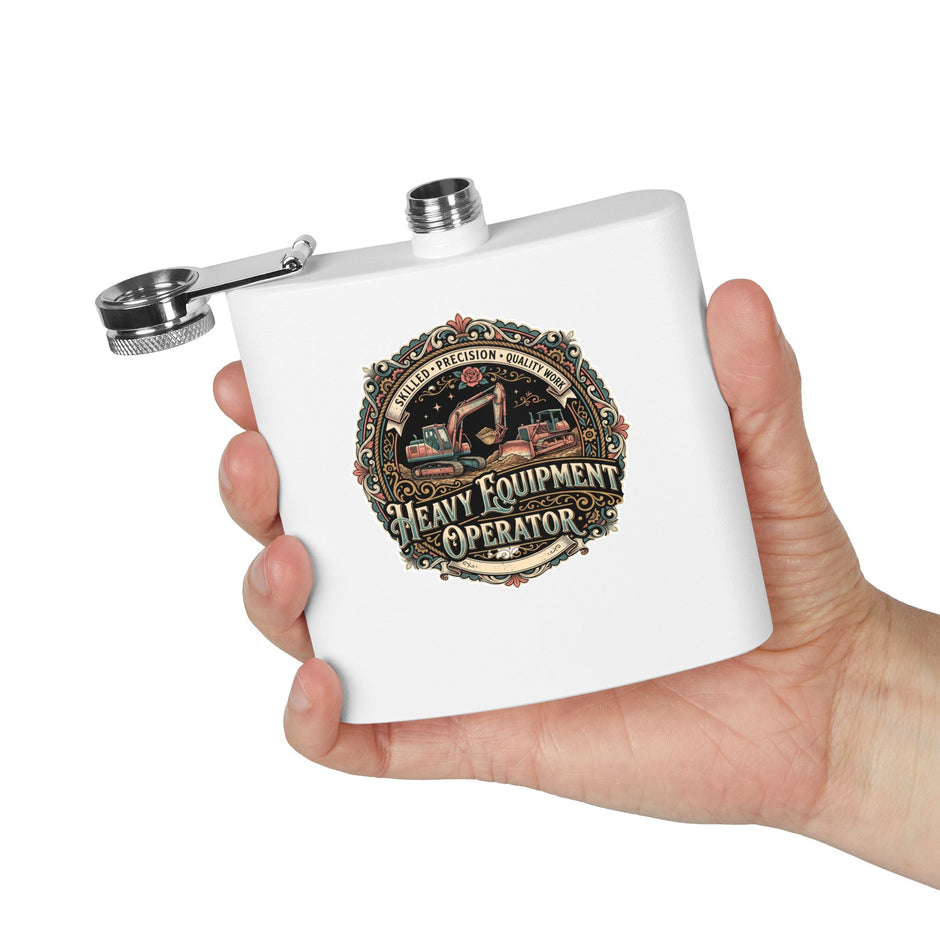 Heavy Equipment Operator Stainless Steel Flask — 6oz (Skilled Trades Woman Gift)