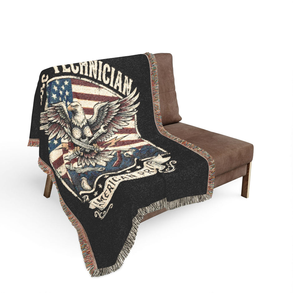 HVAC Technician Woven Blanket – American Tech Emblem Throw