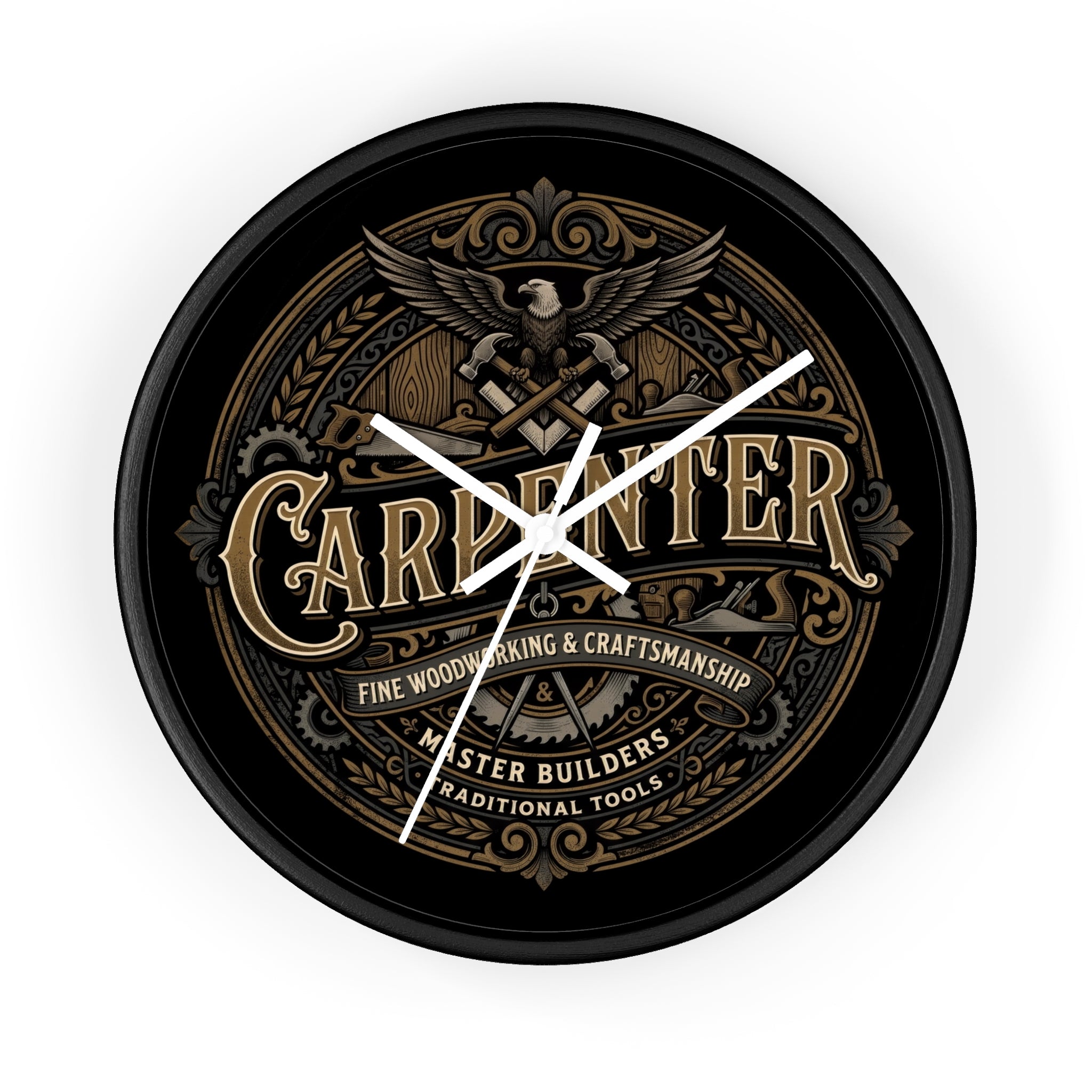 Carpenter Vintage Emblem Wall Clock – Fine Woodworking & Craftsmanship - DCA384
