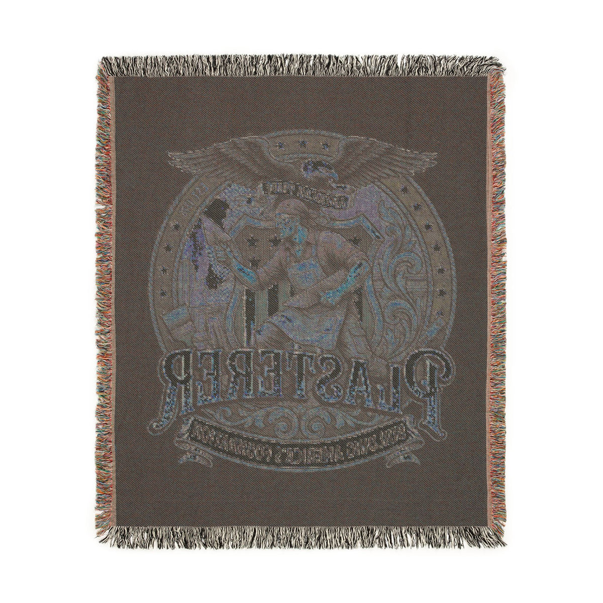Plasterer Woven Blanket — Patriotic Throw Blanket with Vintage American Seal