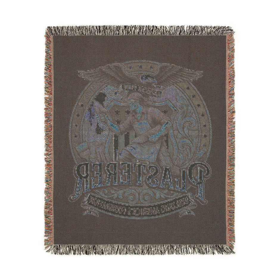 Plasterer Woven Blanket — Patriotic Throw Blanket with Vintage American Seal