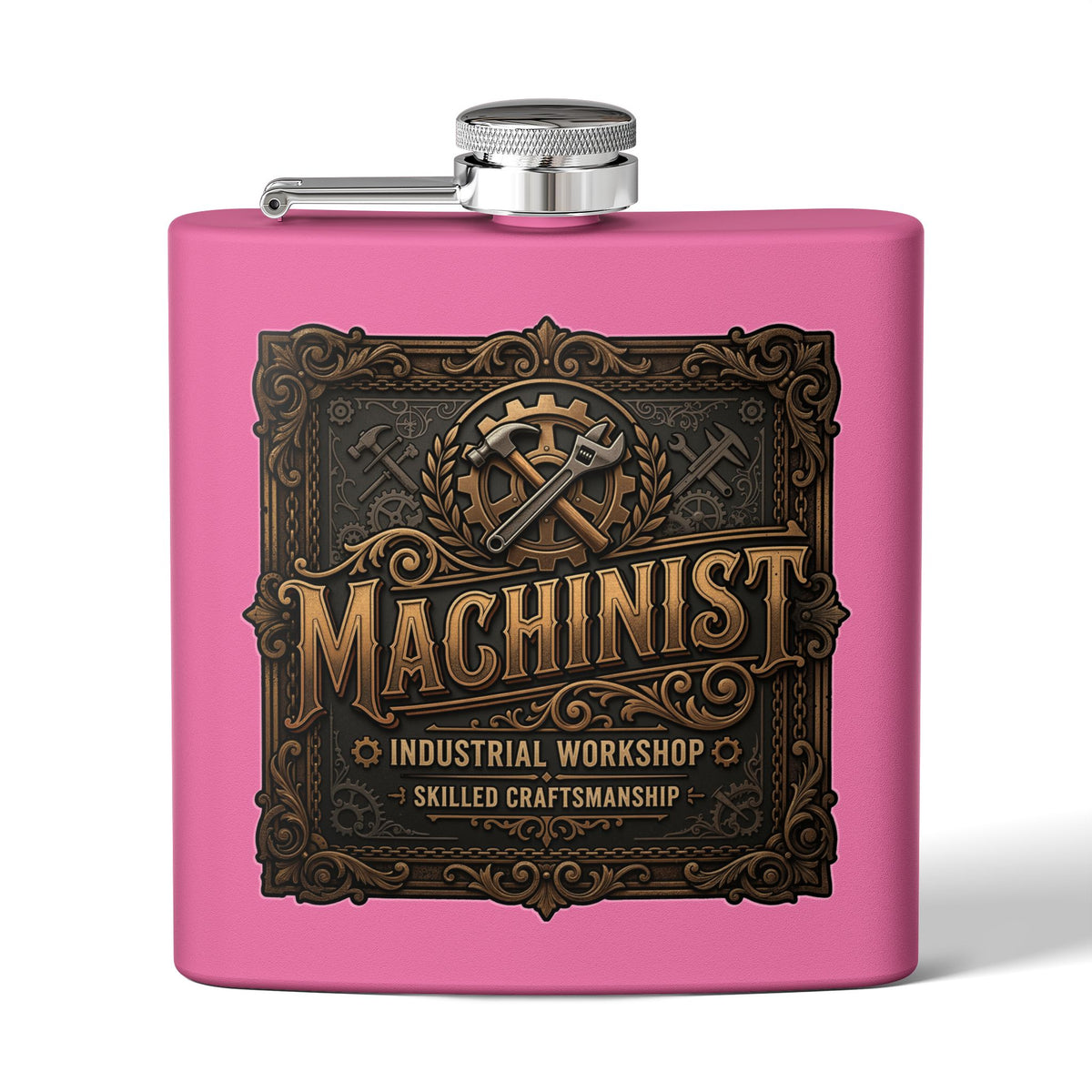Machinist Flask — 6oz Stainless Steel Industrial Workshop Hip Flask - DCA0426