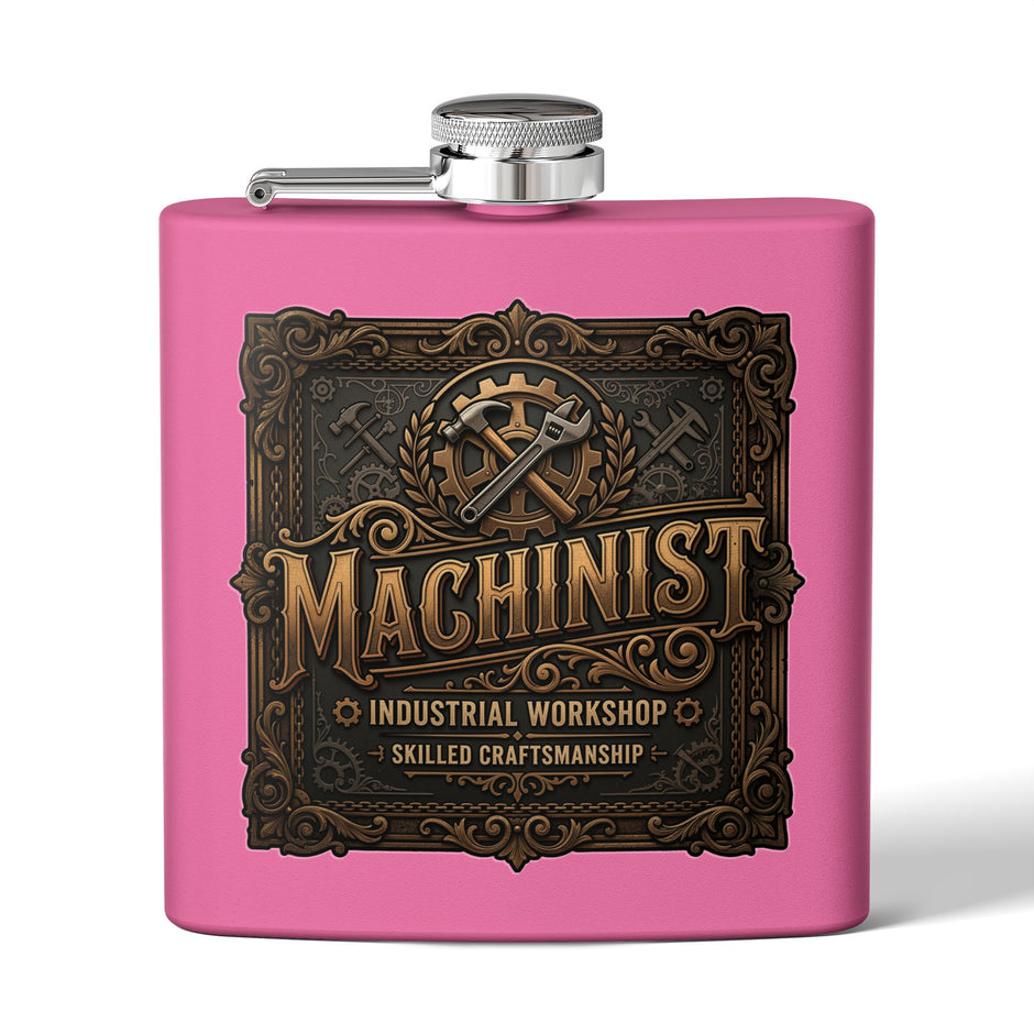 Machinist Flask — 6oz Stainless Steel Industrial Workshop Hip Flask - DCA0426