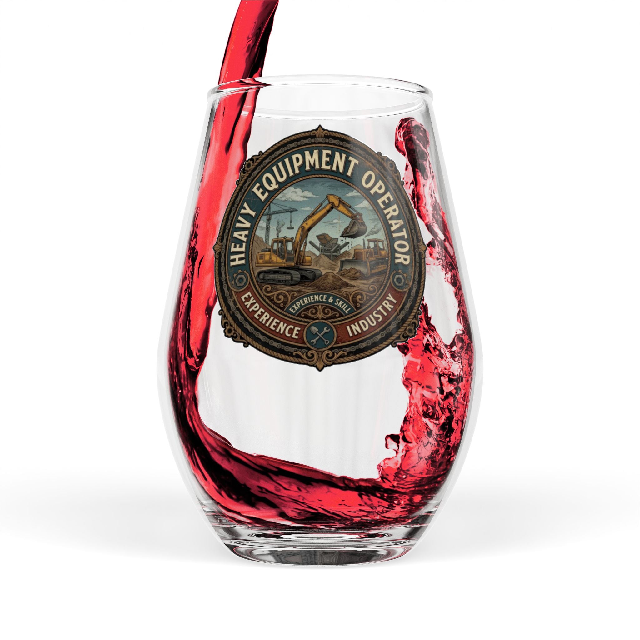 Heavy Equipment Operator Stemless Wine Glass — 11.75 oz