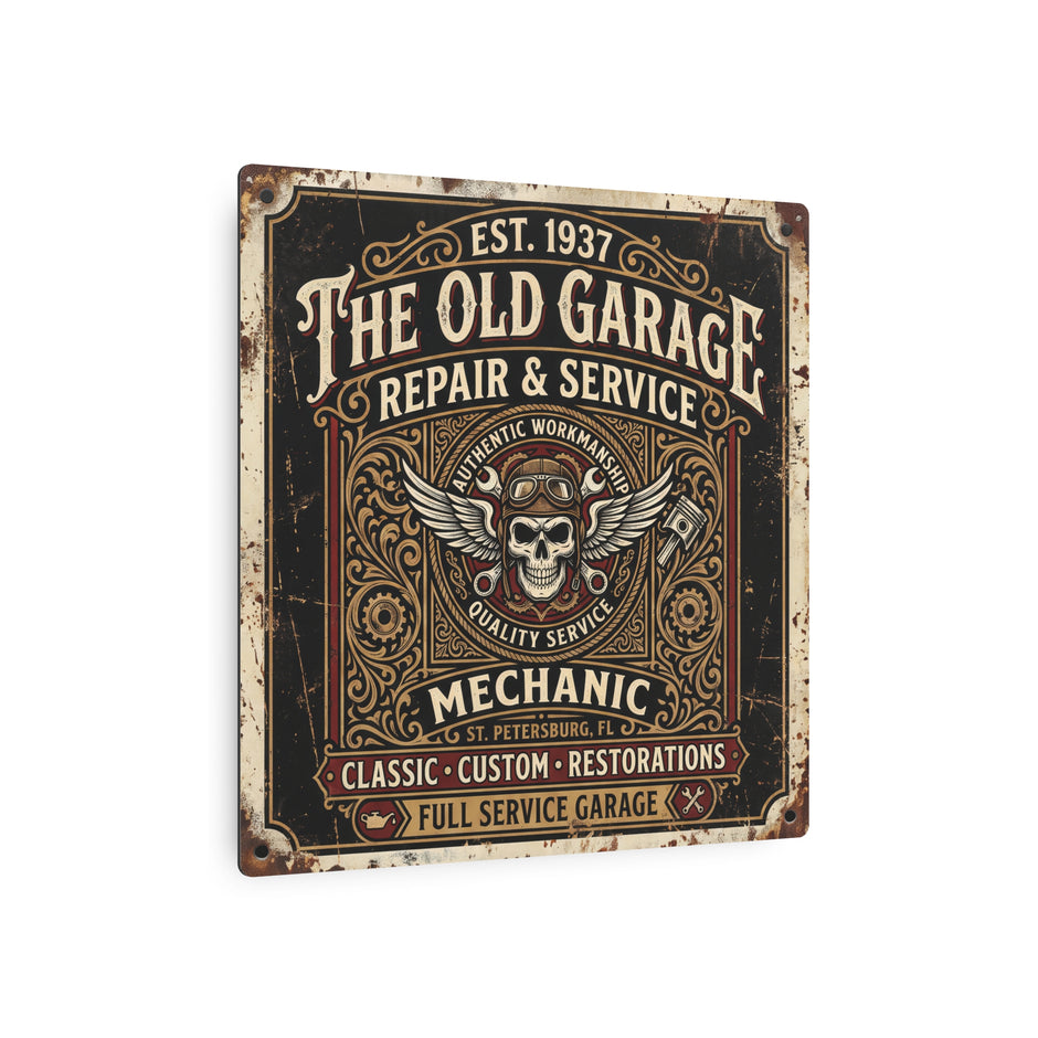 Mechanic - Vintage Mechanic Metal Sign — The Old Garage Repair & Service Wall Art - DCA0437