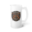 Ironworker Frosted Glass Beer Mug — Rustic Brewery Emblem for Steelworkers - DCA0510