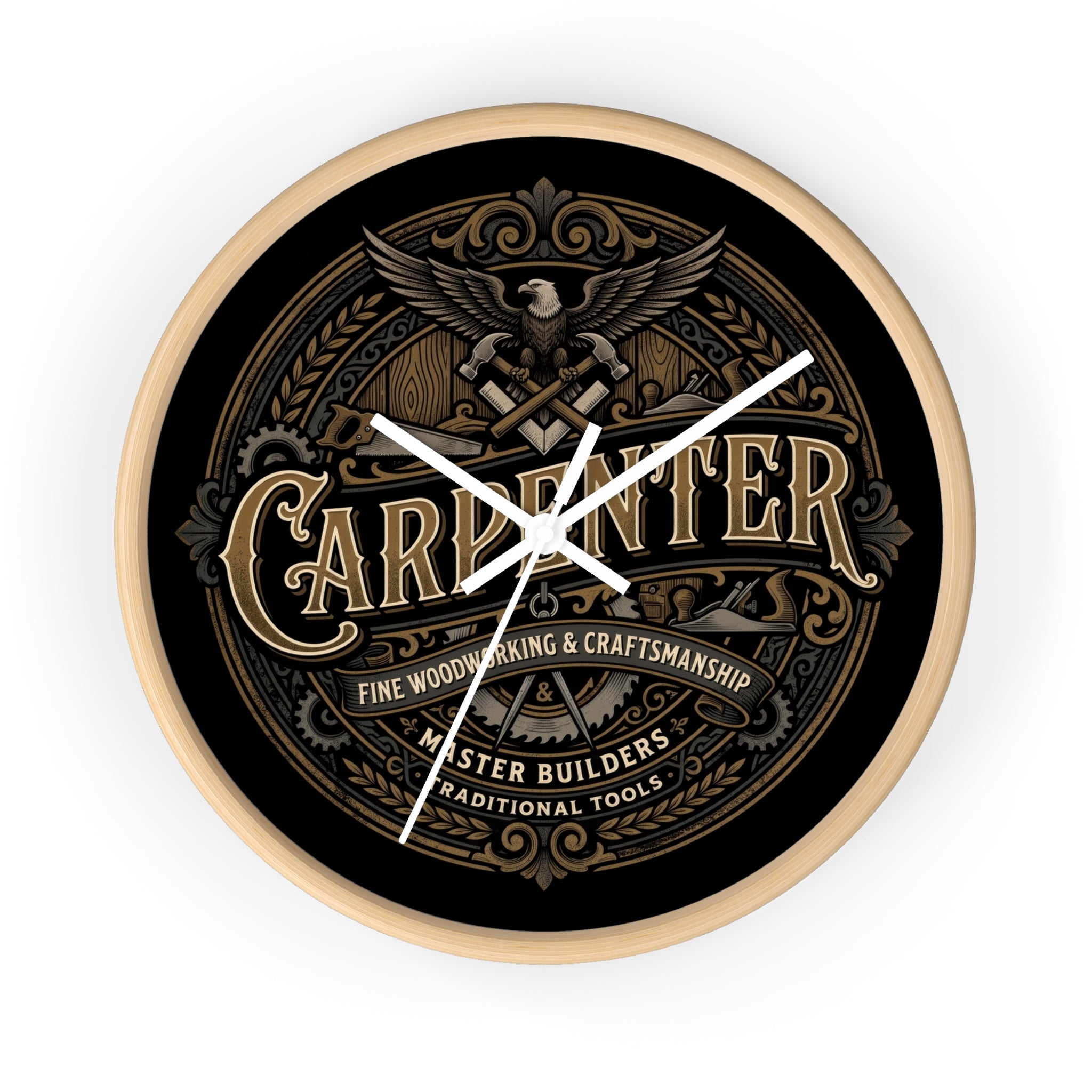 Carpenter Vintage Emblem Wall Clock – Fine Woodworking & Craftsmanship - DCA384