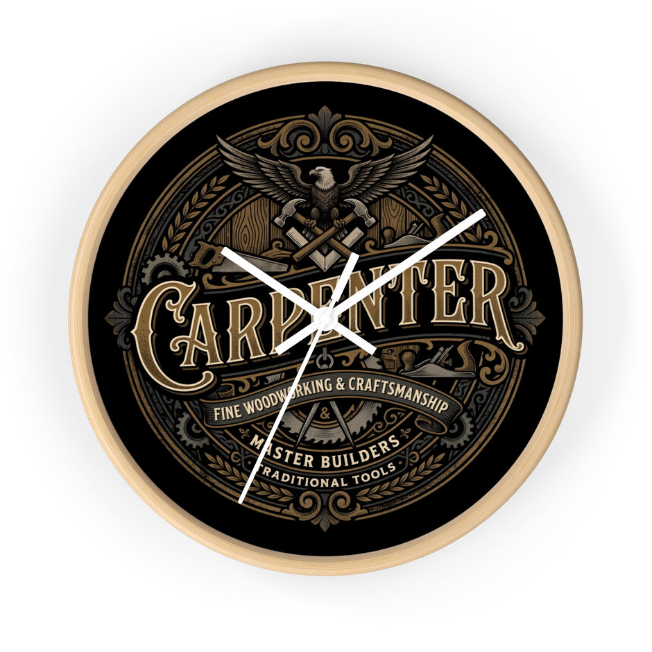 Carpenter Vintage Emblem Wall Clock – Fine Woodworking & Craftsmanship - DCA384