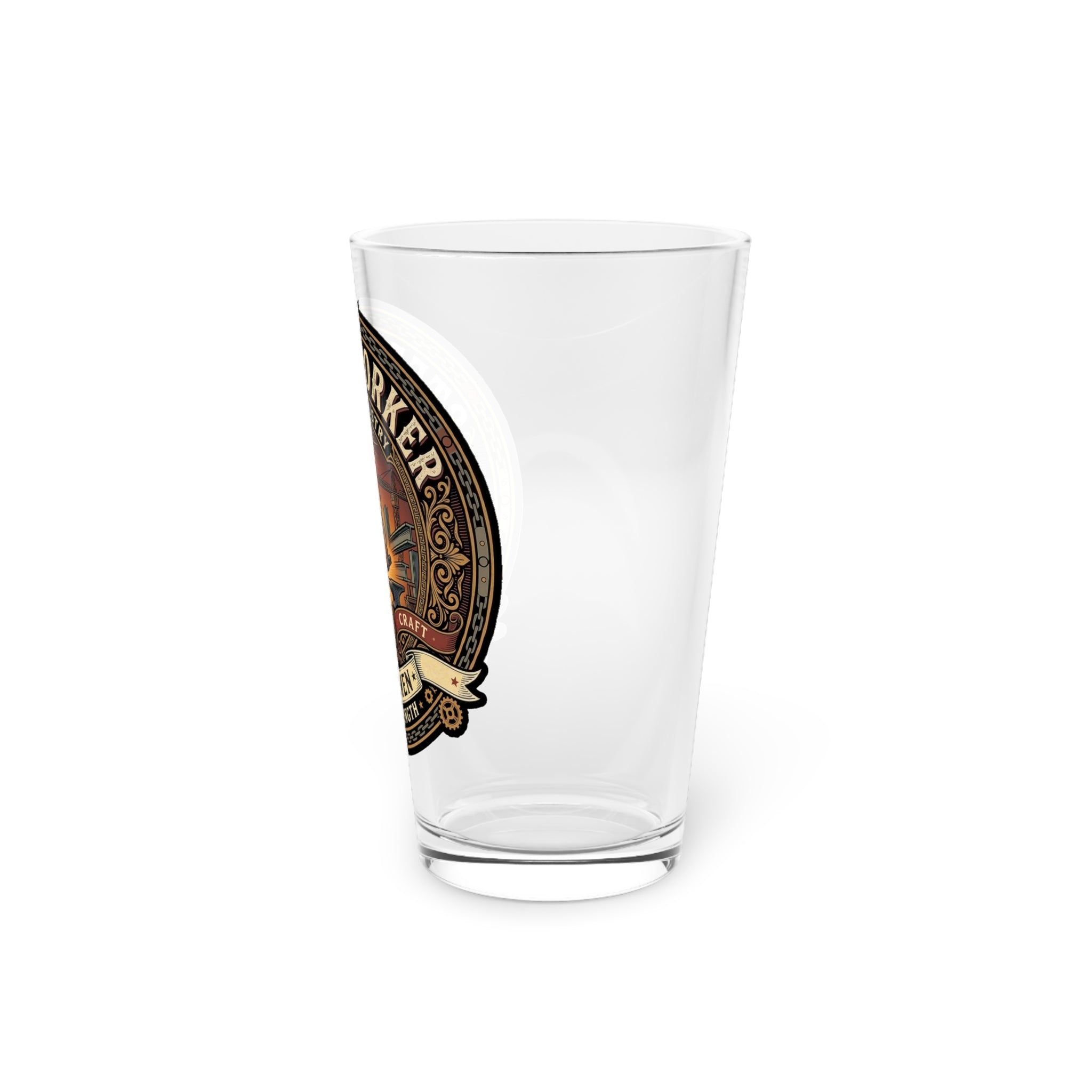 Steel Worker Pint Glass — Vintage Tradesman 16oz Beer Glass - DCA0191