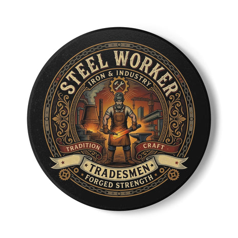 Steel Worker Ceramic Coaster — Tradesmen 'Forged Strength' Industrial Gift - DCA0241