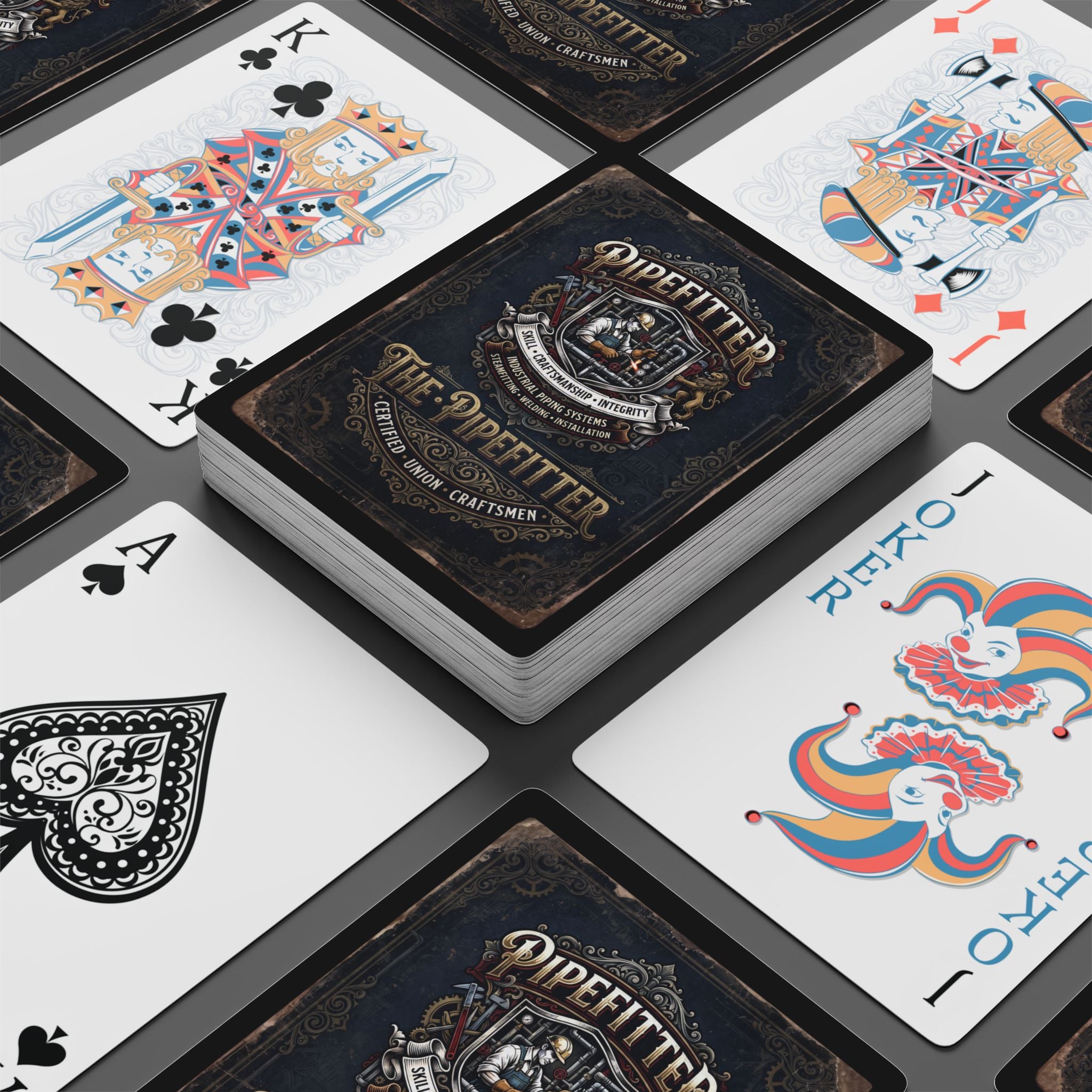 Pipefitter Vintage Poker Playing Cards — Retro Industrial Poker Deck