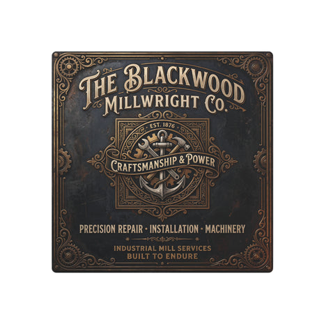 Millwright Metal Art Sign — Vintage Industrial Workshop Plaque - DCA0439