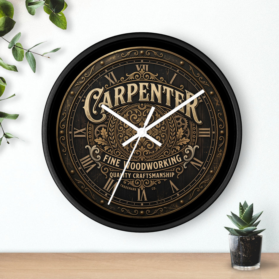 Carpenter Wall Clock — Vintage Woodworking Sign Clock for Workshop & Home - DCA384