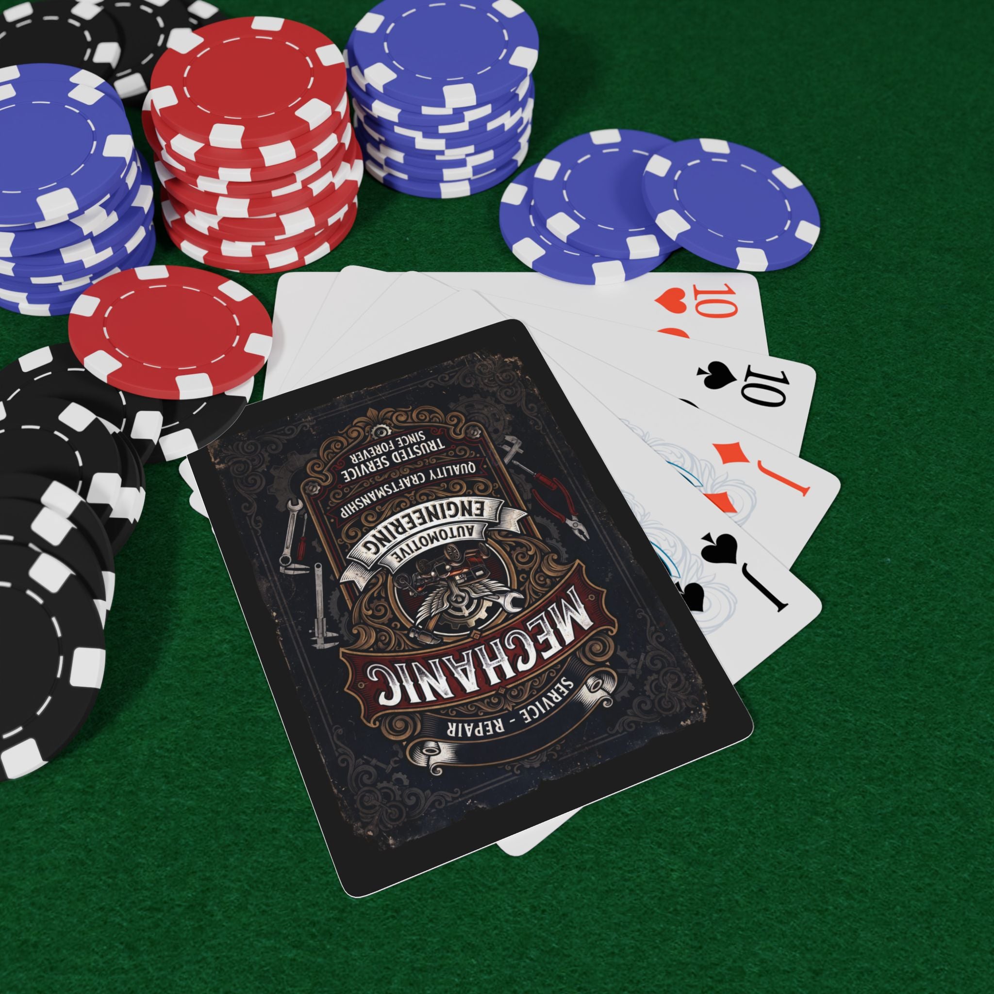 Mechanic Vintage Poker Playing Cards — Automotive Engineer Garage Deck - DCA0359