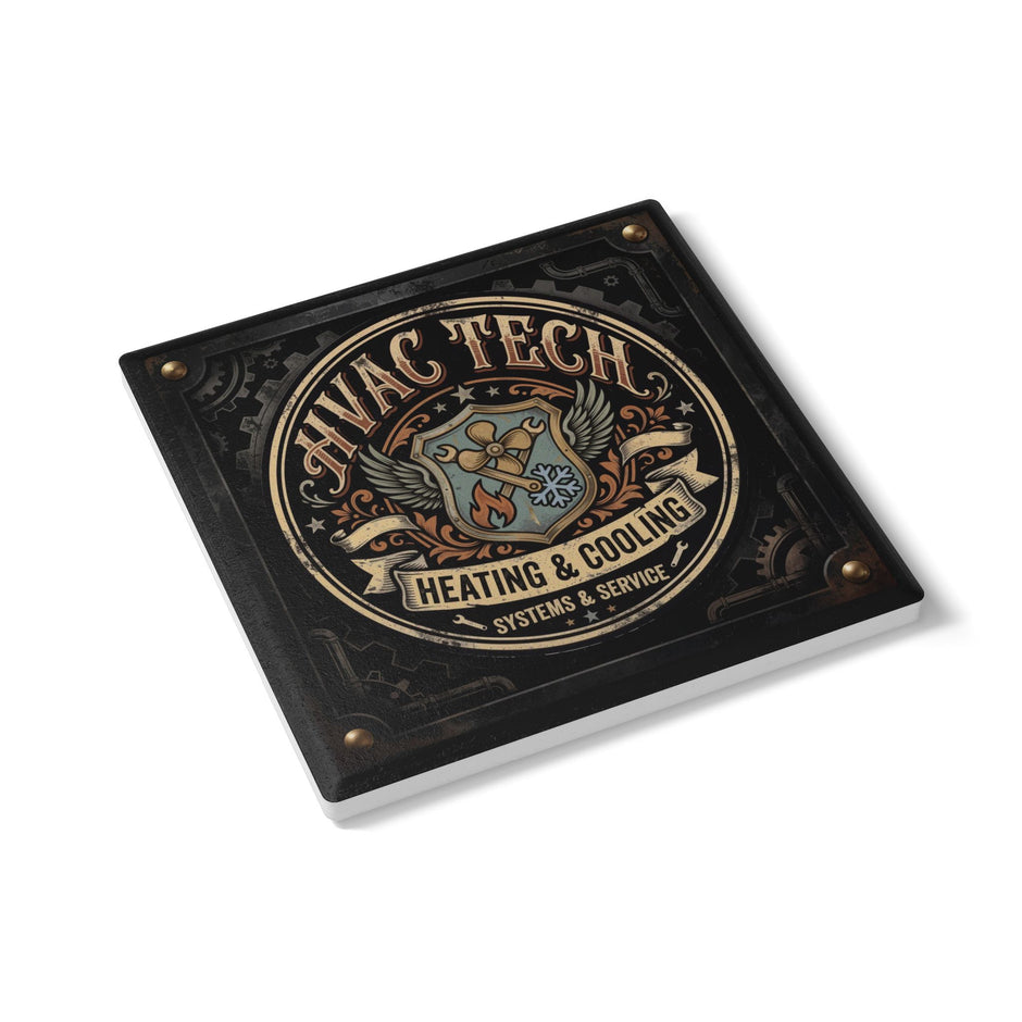 HVAC Tech Ceramic Coaster — Heating & Cooling Systems Crest - DCA0231