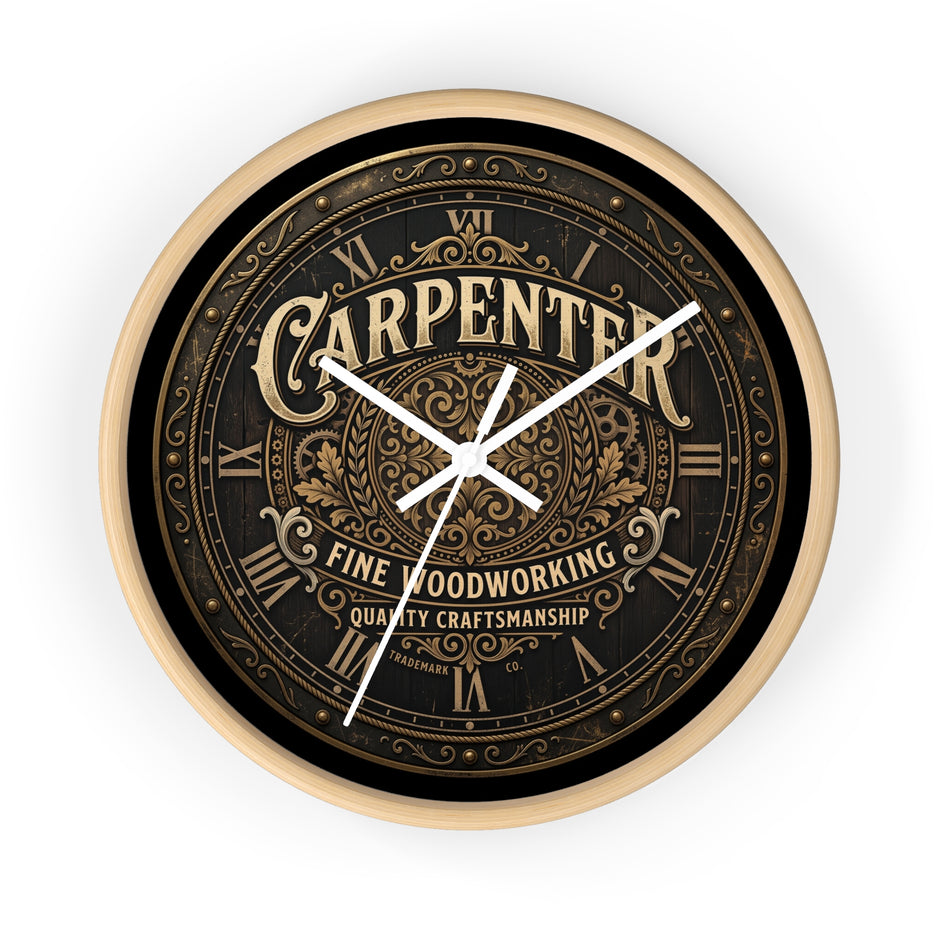 Carpenter Wall Clock — Vintage Woodworking Sign Clock for Workshop & Home - DCA384