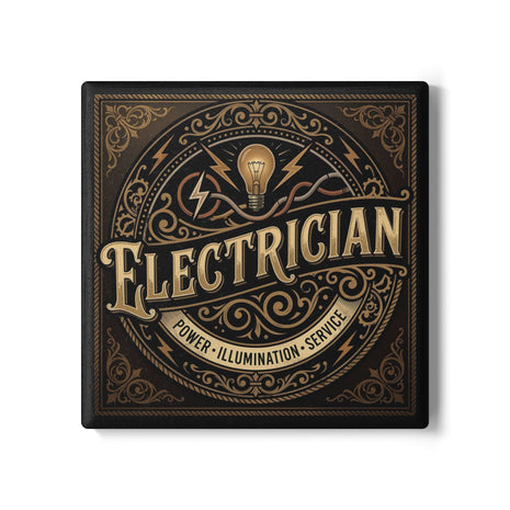 Electrician Ceramic Coaster — Vintage Power & Illumination Design - DCA0230