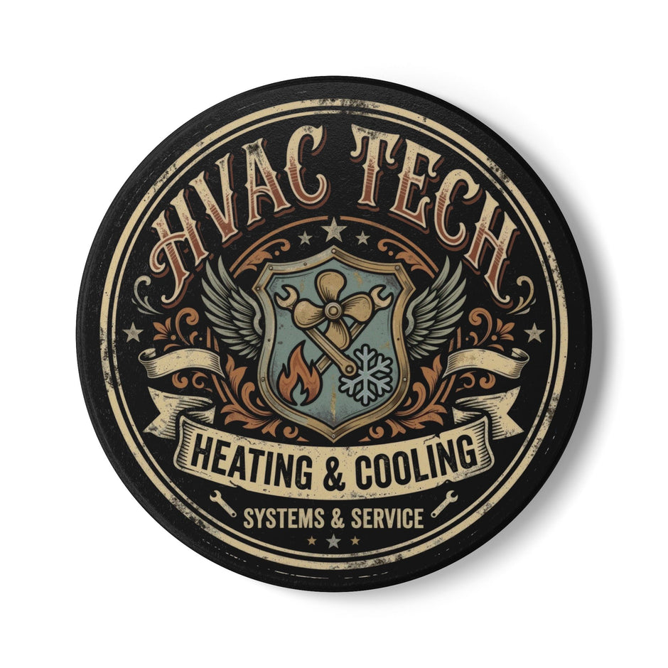 HVAC Tech Ceramic Coaster — Heating & Cooling Systems Crest - DCA0231