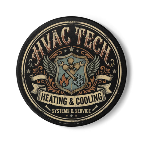 HVAC Tech Ceramic Coaster — Heating & Cooling Systems Crest - DCA0231